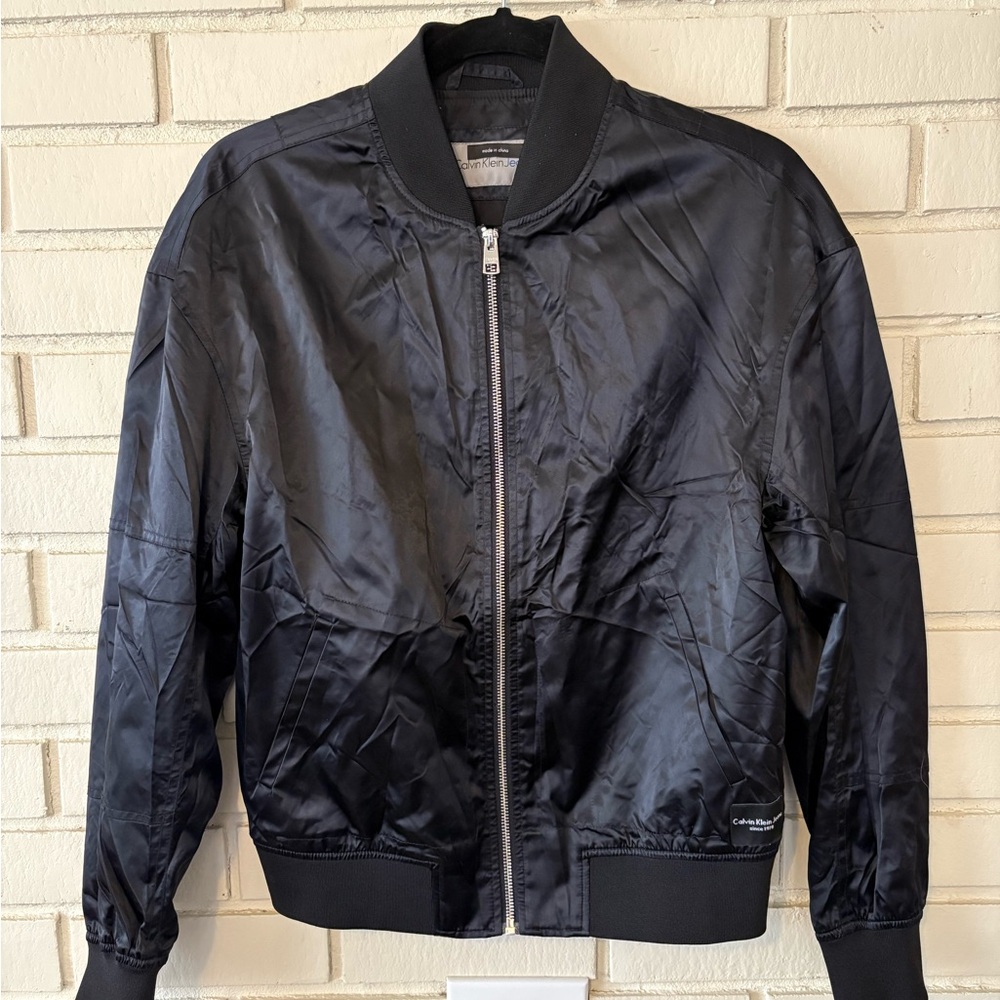 Calvin Klein Womens Black Bomber Jacket Size Small